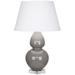 Robert Abbey Ceramic Smokey Taupe Double Gourd Table Lamp