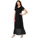 Plus Size Women's Mesh Detail Crewneck Dress by Roaman's in Black (Size 24 W)