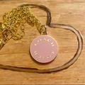 Coach Jewelry | Coach Large Baby Pink Enamel Disc Pendant 18k/.925 Sterling Necklace | Color: Gold/Pink | Size: 18” In Length