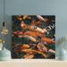 Bayou Breeze A School Of Koi Fish In The Water 2 - 1 Piece Square Graphic Art Print On Wrapped Canvas in Black/Orange | 12 H x 12 W x 2 D in | Wayfair