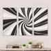 Orren Ellis Fractal 3D Black N White Tunnel - 3 Piece Floater Frame Graphic Art on Canvas Metal in Black/White | 32 H x 48 W x 1 D in | Wayfair