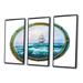 Longshore Tides Cabin Window Showing Ship In Stormy Ocean - 3 Piece Floater Frame Painting on Canvas Canvas, in White | Wayfair