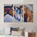 Foundry Select Brown Amorous Horses - Animal Framed Canvas Wall Art Set of 3 Canvas, Wood in White | 28 H x 36 W x 1 D in | Wayfair