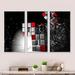 Orren Ellis Fractal 3D Red Cubes - Abstract Framed Canvas Wall Art Set of 3 Canvas, Wood in White | 28 H x 36 W x 1 D in | Wayfair