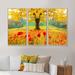 Winston Porter Beautiful Autumn Yellow Tree - Floral Framed Canvas Wall Art Set Of 3 Canvas, Wood in White | 28 H x 36 W x 1 D in | Wayfair