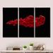 Ebern Designs Red River Or Red Ink Liquid Art - Modern Framed Canvas Wall Art Set Of 3 Canvas, Wood in Black/Red | Wayfair