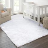 Gray/White 106 x 71 x 1.15 in Area Rug - Mercer41 Area Rug, Deluxe Soft Faux Rabbit Fur Rug, Modern Cozy Area Rug, Luxurious Home Decorative | Wayfair