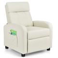 Costway Ergonomic PU Leather Kids Recliner Lounge Sofa for 3-12 Age Group-White