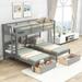 Twin over Twin & Twin Bunk Bed with 2 Drawers and Built-in Middle Shelf