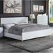Wood Platform Bed with Metal Legs in Gold and White High Gloss