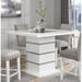 Square Counter Height Table with Faux Crystals in White