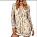 Free People Dresses | Free People Sicily Sequin Beaded Long Sleeve Boho Mini Dress | Color: Cream/Gold | Size: S