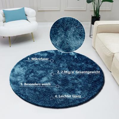 Hochflor-Teppich BRUNO BANANI "Dana Teppich, Kundenliebling" Gr. 9, blau, H:30mm Ø:140cm, Kunstfaser, Teppiche, unifarben, Mikrofaser Teppiche, Wohnzimmer, Schlafzimmer, Esszimmer Image