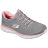 Slip-On Sneaker SKECHERS "SUMMITS", Damen, Gr. 35, grau (grau, rosa), Textil, sportlich, Schuhe, Freizeitschuh, Komfortschuh mit stoßdämpfender Zwischensohle