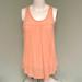 American Eagle Outfitters Tops | American Eagle Outfitters 100% Rayon Peach Sexy & Sheer Pleated Tank Top Size | Color: Cream/Orange | Size: Sp