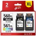 Economink 560 561 XL Ink Cartridges, PG-560 CL-561 XL Remanufactured for Canon 560 561 XL Ink Cartridges, for Canon Pixma TS5350 TS7450 TS5351 TS5352 TS5353 TS7451 (1 Black, 1 Colour)