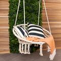 Charles Bentley Bohemian Style Woven Hanging Swing Chair/Hammock in Beige for both Indoors/Outdoors