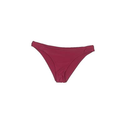 Zaful Swimsuit Bottoms: Burgundy Print Swimwear - Women's Size Small