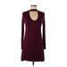 Express Casual Dress - Mini: Burgundy Solid Dresses - Women's Size Small