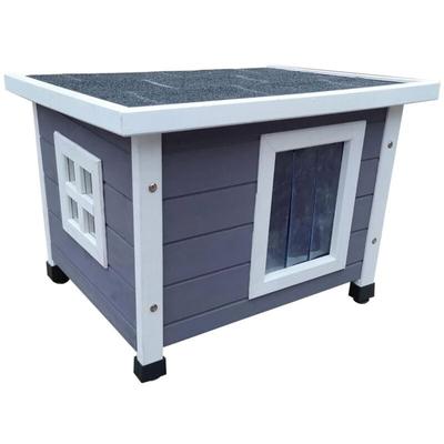 PET Outdoor Katzenhaus 57x45x43 cm Holz Grau und Weiß @ PET