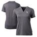 Women's Cutter & Buck Heather Charcoal Tampa Bay Rays DryTec Forge Stretch V-Neck Blade Top
