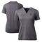 Women's Cutter & Buck Heather Charcoal Miami Marlins DryTec Forge Stretch V-Neck Blade Top