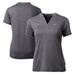 Women's Cutter & Buck Heather Charcoal Toronto Blue Jays DryTec Forge Stretch V-Neck Blade Top