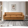 Wildon Home® Raeburn 82.28" Wide Sofa w/ Sloped Arms Genuine Leather in Brown | 32.68 H x 82.28 W x 32.68 D in | Wayfair