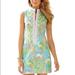 Lilly Pulitzer Dresses | Lilly Pulitzer Alexa High Collar Shift Dress In Shorely Blue | Color: Blue/Yellow | Size: 00
