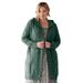 Plus Size Women's Hooded Cable Cardigan by Soft Focus in Pine (Size M)