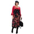 Plus Size Women's Ruffle Sleeve Dress by Soft Focus in Black Paisley Border (Size L)