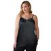 Plus Size Women's Satin Lace Tank by Soft Focus in Black (Size 18 W)