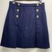 J. Crew Skirts | J.Crew The Pencil Skirt Mini Skirts Size 4 Front Buttons Navy Blue | Color: Blue | Size: 4