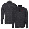 Men's Cutter & Buck Black Cincinnati Reds Traverse Camo Print Stretch Quarter-Zip Pullover Top