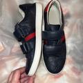 Gucci Shoes | Gucci Size 38 Sneakers Velcro Blue With The Gucci Moniker On Shoe | Color: Blue/Red | Size: 7.5/38