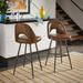 Mercury Row® Etna Swivel Counter & Bar Stool Upholstered/Leather/Metal/Faux leather in Brown | 42.5 H x 19 W x 20.25 D in | Wayfair