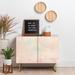 Wrought Studio™ Jacqueline Maldonado Atmosphere Fiery Opal 2 Door Credenza Cabinet Wood/Metal in Pink/Yellow/Brown | 30 H x 38 W in | Wayfair