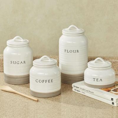 Bradford Kitchen Canisters Off White Set of Four, Set of Four, Off White