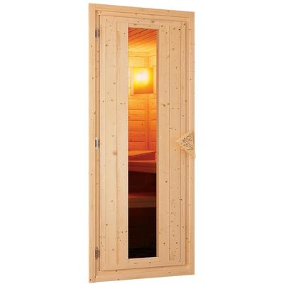 KARIBU Saunatür "Türpaket 38 + 40 mm" Türen Energiespartür Gr. B/H: 65,50 cm x 175 cm, Türanschlag wechselbar, braun (bronziert) Zubehör