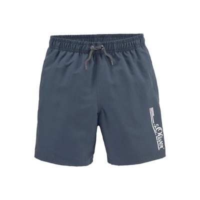Badeshorts S.OLIVER "Philip Kids", Kinder, Gr. 170/176, N-Gr, blau (marine), Polyester, unifarben, kontrastfarbene Details, Badehosen, im schlichten Design Image