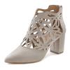 High-Heel-Stiefelette LASCANA, Damen, Gr. 38, grau (hellgrau), Obermaterial: 100% Textilmaterial. Futter: 100% Lederimitat. Decksohle: 100% Lederimitat. Laufsohle: 100% Synthetik, unifarben, modisch, Schuhe, mit femininer Spitze und Blockabsatz,...