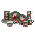 Certified International Christmas Lodge Santa 16pc Dinnerware Set, Ceramic in Green/Red/White | Wayfair 97628RM