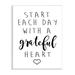 Stupell Industries 66_Start Each Date w/ Grateful Heart Phrase Minimal Stretched Canvas Wall Art By Ashley Calhoun Canvas in White | Wayfair