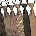 VEEKTIE-Cravates rétro vintage pour hommes largeur 8cm motif floral doré café cachemire