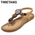 TIMETANG – sandales taille Plus 35-42 tongs en PU pour femmes chaussures décontractées perles