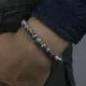 Bracelet de perles de grès bleu naturel réglable pour homme bracelet en acier inoxydable cadeau