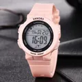 Shhors-Montre de sport numérique LED pour femmes bracelet en silicone rose montres électroniques
