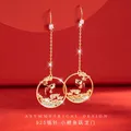 Boucles d'oreilles longues de style chinois pour femmes boucles d'oreilles Koi carpe sautant