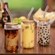 Tasse en Verre Transparent Nordique avec Paille en Bambou Café Vin Lait Cola Jus de Bière