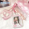 MINKYS-Porte-cartes photo en acrylique 1 pouce motif cœur d'amour Kawaii pendentif pour sac